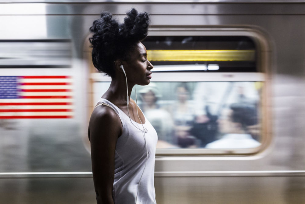 Woman commuting in Manhattan, NYC