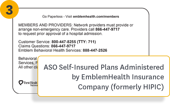 Sample ID Card - ASO Self-Insured Plans Administered by EmblemHealth Insurance Company (formerly HIPIC)