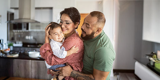 Family together at home