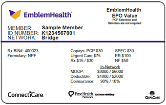 EmblemHealth Bridge sample ID card