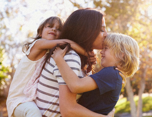 mother is carring her children