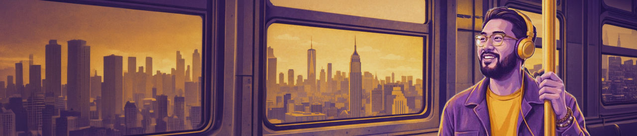 Man on subway with headphones