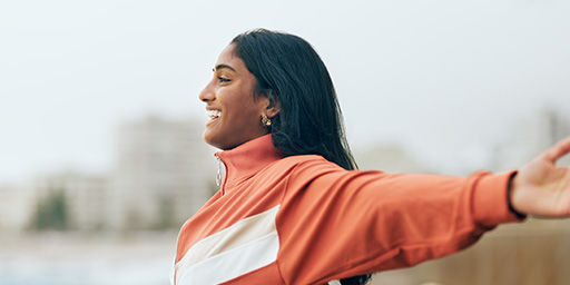 woman stretching outside