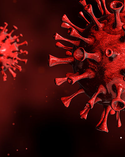 Corona Virus against Red Background 3d Render