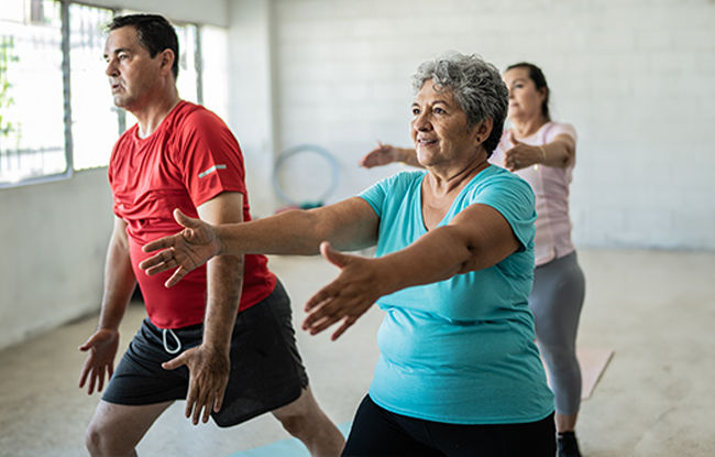 seniors in a zumba class