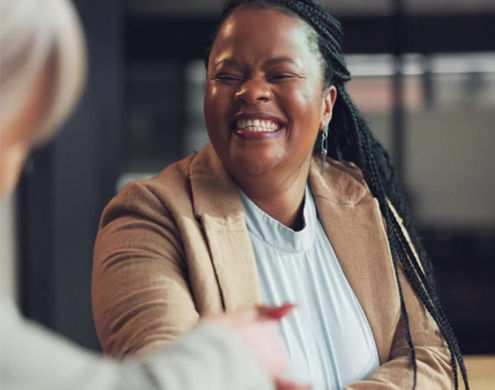 woman smiling in office 