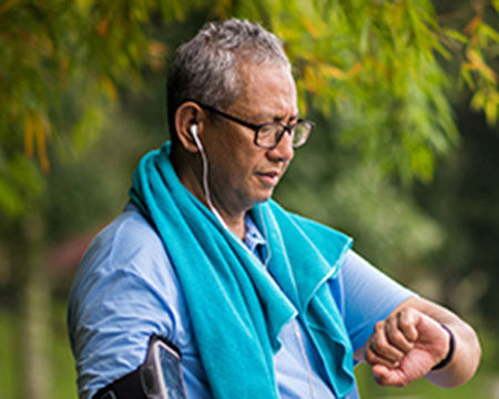 Active senior man enjoying a healthy lifestyle while managing diabetes