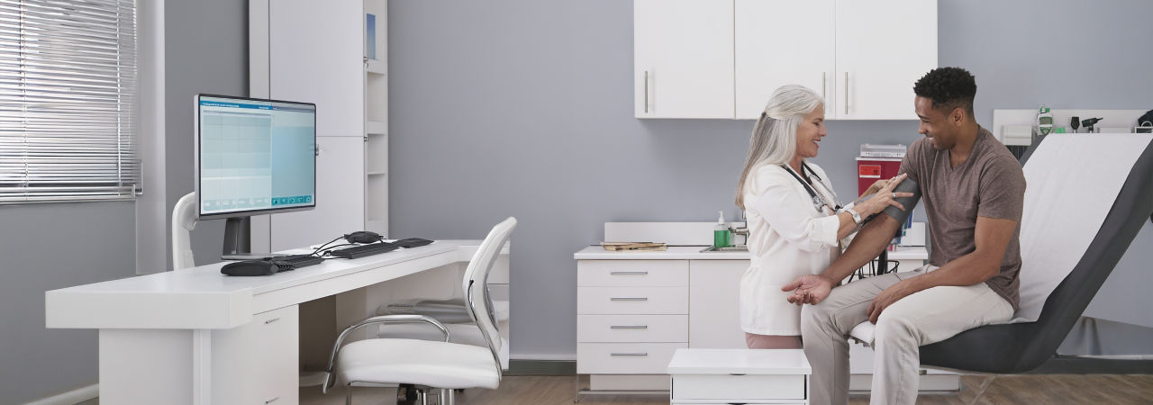 healthcare provider with patient
