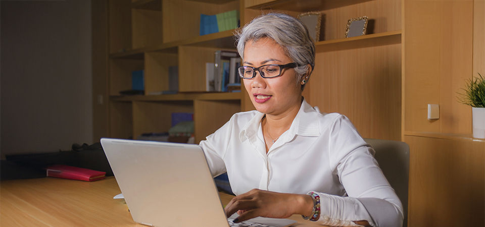 lady at computer
