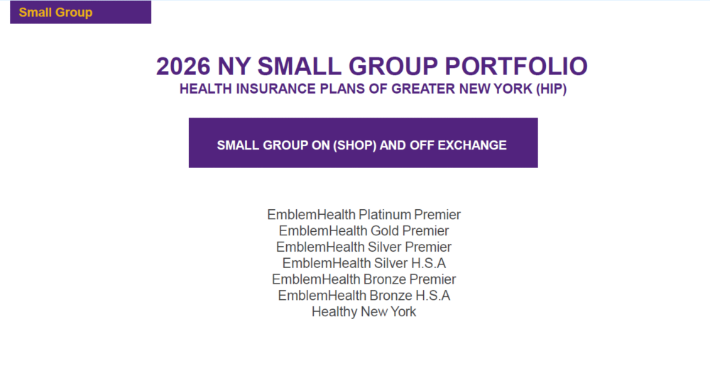 The following chart summarizes which plans and networks will be offered for 2026 NY Small Group