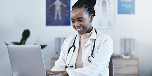 Healthcare provider on computer 