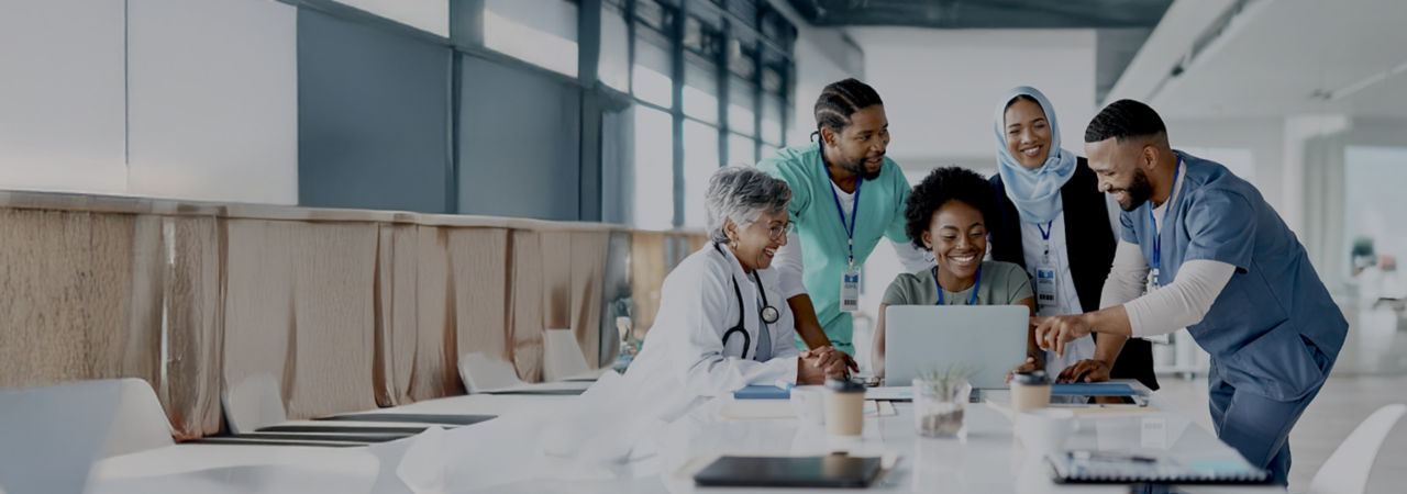 group of providers at computer