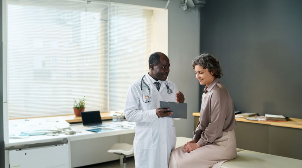 Doctor examining patient in new york medical office