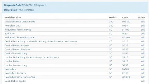 Select Guideline portal screenshot.