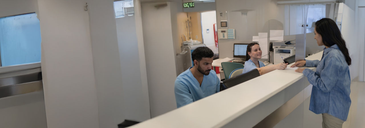 person at reception